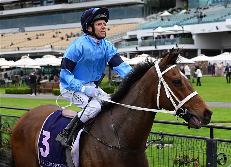 MELBOURNE, AUSTRALIA - SEPTEMBER 10: Brett Prebble riding Great House after finishing third in Race 2, the Australian Childhood Foundation Plate, during Melbourne Racing at Flemington Racecourse on September 10, 2022 in Melbourne, Australia. (Photo by Vince Caligiuri/Getty Images)