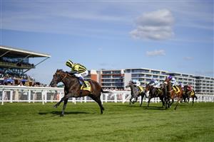 NEWBURY, ENGLAND - SEPTEMBER 17: David Egan riding Sakheer win The Dubai Duty Free Mill Reef Stakes at Newbury Racecourse on September 17, 2022 in Newbury, England. (Photo by Alan Crowhurst/Getty Images)