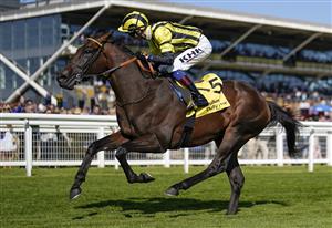 NEWBURY, ENGLAND - SEPTEMBER 17: David Egan riding Sakheer win The Dubai Duty Free Mill Reef Stakes at Newbury Racecourse on September 17, 2022 in Newbury, England. (Photo by Alan Crowhurst/Getty Images)