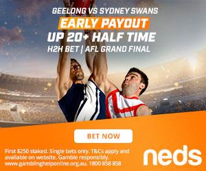 AFL Grand Final Payout: Get paid out if your team lead by 20 or more points at half-time