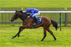 NEWMARKET, ENGLAND - SEPTEMBER 23: William Buick riding Siskany win The Al Basti Equiworld, Dubai Godolphin Stakes at Newmarket Racecourse on September 23, 2022 in Newmarket, England. (Photo by Alan Crowhurst/Getty Images)