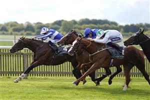 NEWMARKET, ENGLAND - SEPTEMBER 24: David Probert riding The Foxes (L) win The Juddmonte Royal Lodge Stakes at Newmarket Racecourse on September 24, 2022 in Newmarket, England. (Photo by Alan Crowhurst/Getty Images)