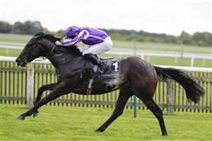 NEWMARKET, ENGLAND - SEPTEMBER 24: Ryan Moore riding Blackbeard win The Juddmonte Middle Park Stakes at Newmarket Racecourse on September 24, 2022 in Newmarket, England. (Photo by Alan Crowhurst/Getty Images)