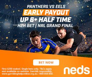 NRL Grand Final Payout: Get paid out if your team lead by 6 or more points at half-time