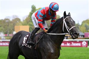 Japanese jockey Motoko Kamada riding on "Deep Bond" is seen after The Prix de l