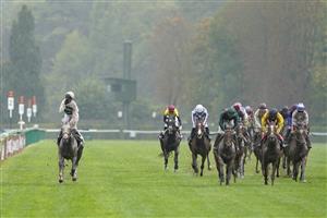 PARIS, FRANCE - OCTOBER 02: Luke Morris riding Alpinista (L) win The Qatar Prix de l