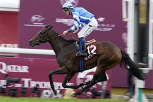 PARIS, FRANCE - OCTOBER 02: Aurélien Lemaitre riding Blue Rose Sen win The Qatar Prix Marcel Boussac - Criterium des Pouliches at Hippodrome de ParisLongchamp on October 02, 2022 in Paris, France. (Photo by Alan Crowhurst/Getty Images)