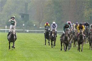 PARIS, FRANCE - OCTOBER 02: Luke Morris riding Alpinista (L) win The Qatar Prix de l
