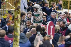 PARIS, FRANCE - OCTOBER 02: Luke Morris riding Alpinista win The Qatar Prix de l