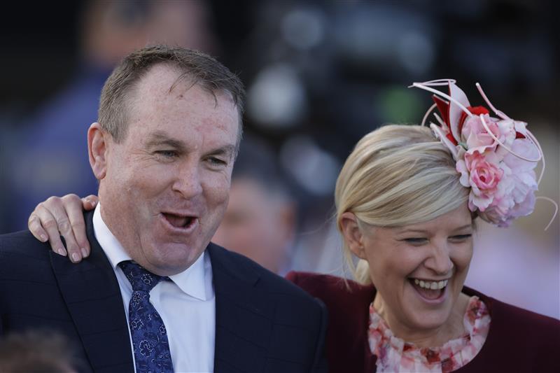 SYDNEY, AUSTRALIA - OCTOBER 01:Trainer John O'Shea after Lost And Running wins race 7 the Bisley Workwear Premiere Stakes during Sydney Racing at Royal Randwick Racecourse on October 01, 2022 in Sydney, Australia. (Photo by Jenny Evans/Getty Images)