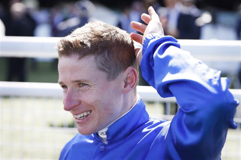 SYDNEY, AUSTRALIA - OCTOBER 01: James McDonald on Cascadian returns to scale after winning race 4 the Fujitsu General Hill Stakes during Sydney Racing at Royal Randwick Racecourse on October 01, 2022 in Sydney, Australia. (Photo by Mark Evans/Getty Images)