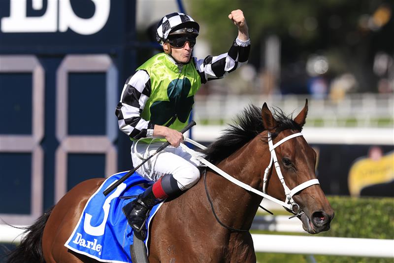 SYDNEY, AUSTRALIA - OCTOBER 01: James McDonald on Zougotcha returns to scale after winning race 6 the Darley Flight Stakes during Sydney Racing at Royal Randwick Racecourse on October 01, 2022 in Sydney, Australia. (Photo by Mark Evans/Getty Images)