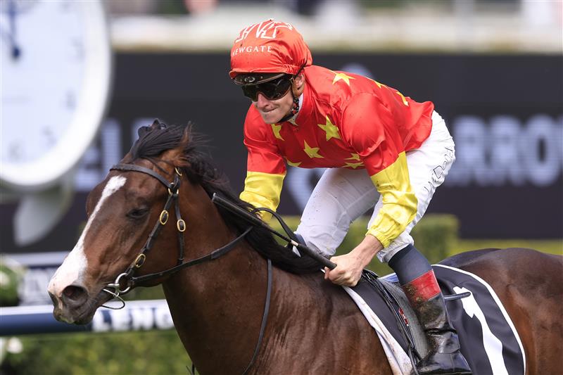 SYDNEY, AUSTRALIA - OCTOBER 01: James McDonald on Empire of Japan wins race 1 the Arrowfield Breeders’ Plate during Sydney Racing at Royal Randwick Racecourse on October 01, 2022 in Sydney, Australia. (Photo by Mark Evans/Getty Images)