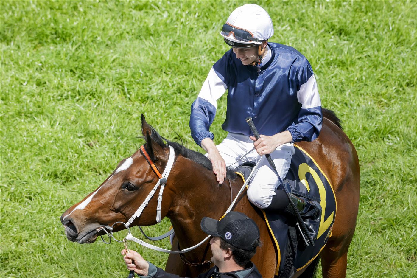 SYDNEY, AUSTRALIA - OCTOBER 01: Dylan Gibbons on Hosier returns to scale after winning race 3 the Schweppes Handicap during Sydney Racing at Royal Randwick Racecourse on October 01, 2022 in Sydney, Australia. (Photo by Jenny Evans/Getty Images)