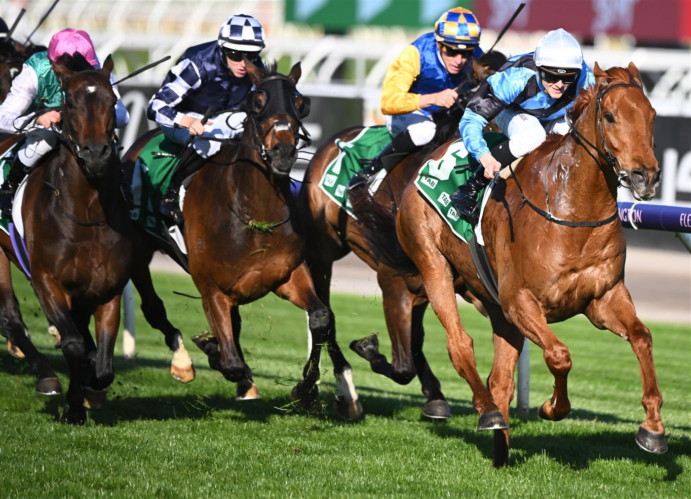 MELBOURNE, AUSTRALIA - OCTOBER 01: Ethan Brown riding Smokin' Romans after winning race 7, the TAB Turnbull Stakes, during Turnbull Stakes Day at Flemington Racecourse on October 01, 2022 in Melbourne, Australia. (Getty)