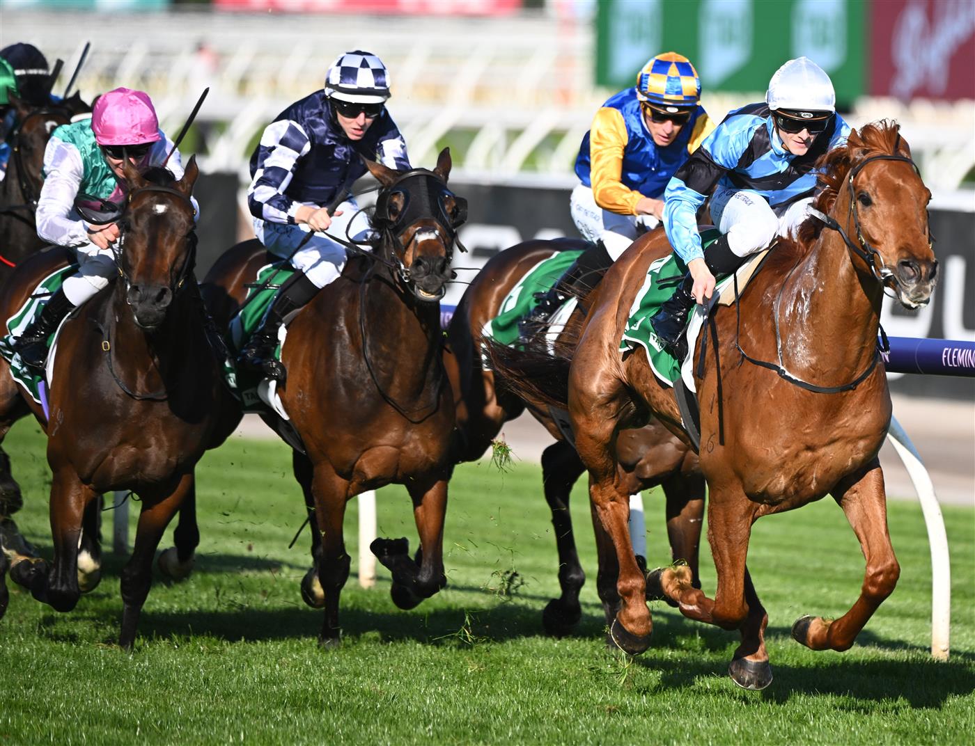 MELBOURNE, AUSTRALIA - OCTOBER 01: Ethan Brown riding Smokin' Romans after winning race 7, the TAB Turnbull Stakes, during Turnbull Stakes Day at Flemington Racecourse on October 01, 2022 in Melbourne, Australia. (Getty)