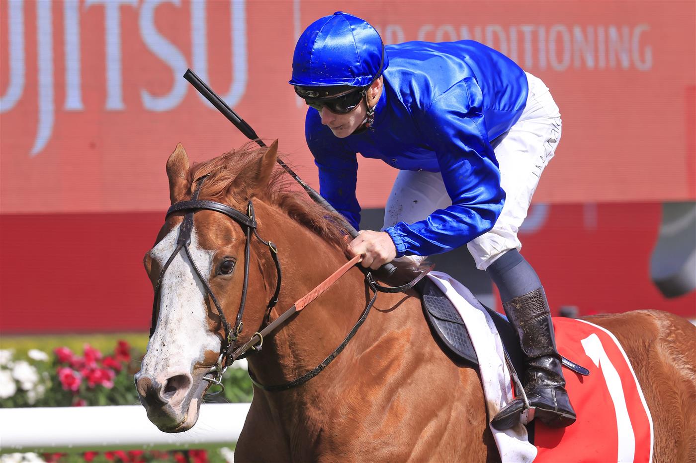 SYDNEY, AUSTRALIA - OCTOBER 01: James McDonald on Cascadian wins race 4 the Fujitsu General Hill Stakes during Sydney Racing at Royal Randwick Racecourse on October 01, 2022 in Sydney, Australia. (Photo by Mark Evans/Getty Images)