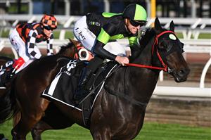 MELBOURNE, AUSTRALIA - OCTOBER 01: Joshua Parr riding Private Eye winning Race 8, the Gilgai Stakes , during Turnbull Stakes Day at Flemington Racecourse on October 01, 2022 in Melbourne, Australia. (Photo by Vince Caligiuri/Getty Images)