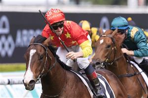 SYDNEY, AUSTRALIA - OCTOBER 01: James McDonald on Empire of Japan wins race 1 the Arrowfield Breeders’ Plate during Sydney Racing at Royal Randwick Racecourse on October 01, 2022 in Sydney, Australia. (Photo by Mark Evans/Getty Images)