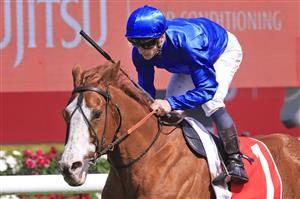SYDNEY, AUSTRALIA - OCTOBER 01: James McDonald on Cascadian wins race 4 the Fujitsu General Hill Stakes during Sydney Racing at Royal Randwick Racecourse on October 01, 2022 in Sydney, Australia. (Photo by Mark Evans/Getty Images)