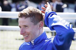 SYDNEY, AUSTRALIA - OCTOBER 01: James McDonald on Cascadian returns to scale after winning race 4 the Fujitsu General Hill Stakes during Sydney Racing at Royal Randwick Racecourse on October 01, 2022 in Sydney, Australia. (Photo by Mark Evans/Getty Images)