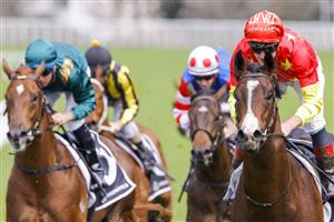 SYDNEY, AUSTRALIA - OCTOBER 01: James McDonald on Empire of Japan wins race 1 the Arrowfield Breeders’ Plate during Sydney Racing at Royal Randwick Racecourse on October 01, 2022 in Sydney, Australia. (Photo by Mark Evans/Getty Images)