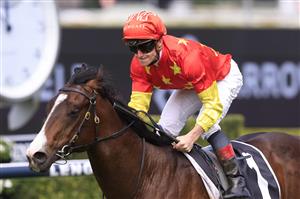 SYDNEY, AUSTRALIA - OCTOBER 01: James McDonald on Empire of Japan wins race 1 the Arrowfield Breeders’ Plate during Sydney Racing at Royal Randwick Racecourse on October 01, 2022 in Sydney, Australia. (Photo by Mark Evans/Getty Images)