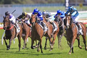 SYDNEY, AUSTRALIA - OCTOBER 01: Kerrin McEvoy on Williamsburg wins race 5 the Drinkwise Dulcify Stakes during Sydney Racing at Royal Randwick Racecourse on October 01, 2022 in Sydney, Australia. (Photo by Mark Evans/Getty Images)