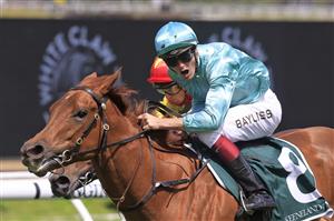 SYDNEY, AUSTRALIA - OCTOBER 01: Regan Bayliss on Platinum Jubilee wins race 2 the Keeneland Gimcrack Stakes during Sydney Racing at Royal Randwick Racecourse on October 01, 2022 in Sydney, Australia. (Photo by Mark Evans/Getty Images)