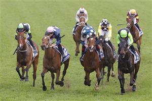SYDNEY, AUSTRALIA - OCTOBER 01: Tommy Berry (pink cap) on No Compromise wins race 9 the Furphy Metropolitan during Sydney Racing at Royal Randwick Racecourse on October 01, 2022 in Sydney, Australia. (Photo by Jenny Evans/Getty Images)