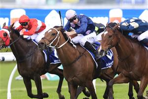 SYDNEY, AUSTRALIA - OCTOBER 01: Tommy Berry on No Compromise wins race 9 the Furphy Metropolitan during Sydney Racing at Royal Randwick Racecourse on October 01, 2022 in Sydney, Australia. (Photo by Mark Evans/Getty Images)