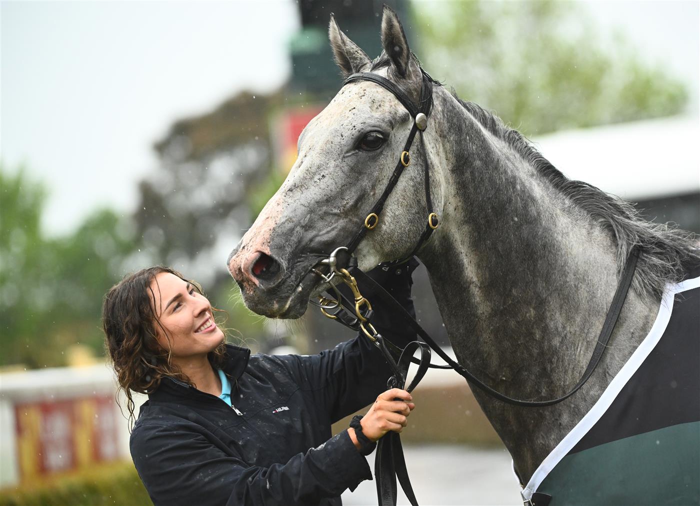 MELBOURNE, AUSTRALIA - OCTOBER 12: White Marlin after winning Race 4, the Tobin Brothers Celebrating Lives,  during Caulfield Thousand Guineas Day at Caulfield Racecourse on October 12, 2022 in Melbourne, Australia. (Photo by Vince Caligiuri/Getty Images)