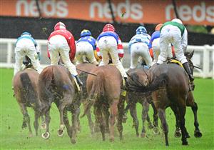 MELBOURNE, AUSTRALIA - OCTOBER 12: General view of wet conditions in Race 5, the Spicer Thoroughbreds Grassroots Gallop, during Caulfield Thousand Guineas Day at Caulfield Racecourse on October 12, 2022 in Melbourne, Australia. (Photo by Vince Caligiuri/Getty Images)