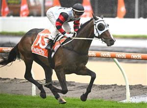 MELBOURNE, AUSTRALIA - OCTOBER 12: Jamie Kah riding Gunstock winning Race 3, the Neds Coongy Cup, during Caulfield Thousand Guineas Day at Caulfield Racecourse on October 12, 2022 in Melbourne, Australia. (Photo by Vince Caligiuri/Getty Images)
