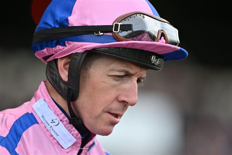 Jockey Jim Crowley on Qipco British Champions Day at Ascot Racecourse, west of London on October 15, 2022. - Champions day is the finale of the British flat racing season and the UK's richest raceday. (Photo by Glyn KIRK / AFP) (Photo by GLYN KIRK/AFP via Getty Images)