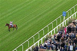 Italian jockey Frankie Dettori reacts in front of the grandstand on Kinross after victory in the British Champions Sprint Stakes on Qipco British Champions Day at Ascot Racecourse, west of London on October 15, 2022. - Champions day is the finale of the British flat racing season and the UK's richest raceday. (Photo by Glyn KIRK / AFP) (Photo by GLYN KIRK/AFP via Getty Images)