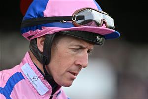 Jockey Jim Crowley on Qipco British Champions Day at Ascot Racecourse, west of London on October 15, 2022. - Champions day is the finale of the British flat racing season and the UK's richest raceday. (Photo by Glyn KIRK / AFP) (Photo by GLYN KIRK/AFP via Getty Images)
