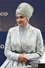Sheikha Amna bint Abdulaziz Al Thani waits at the presentation for the Champion Stakes on Qipco British Champions Day at Ascot Racecourse, west of London on October 15, 2022. - Champions day is the finale of the British flat racing season and the UK's richest raceday. (Photo by Glyn KIRK / AFP) (Photo by GLYN KIRK/AFP via Getty Images)
