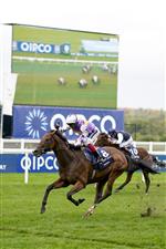 ASCOT, ENGLAND - OCTOBER 15: Frankie Dettori riding Kinross win The Qipco British Champions Sprint Stakes at Ascot Racecourse on October 15, 2022 in Ascot, England. (Photo by Alan Crowhurst/Getty Images)