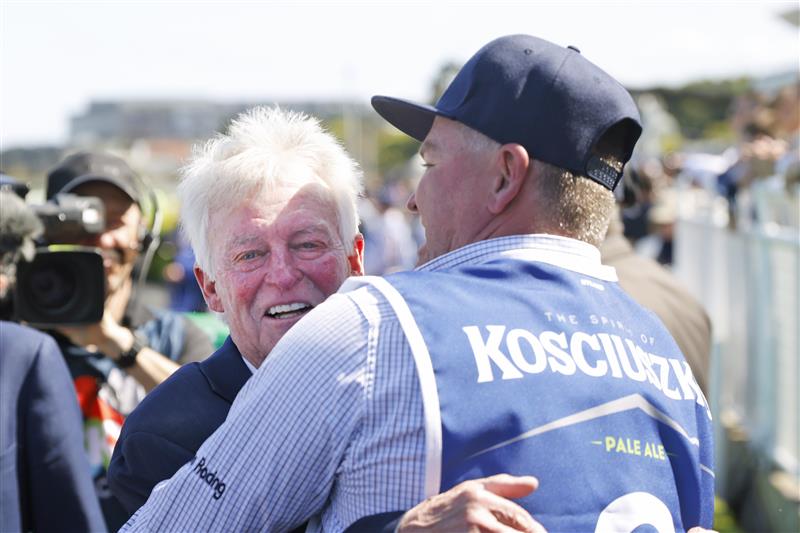 SYDNEY, AUSTRALIA - OCTOBER 15: Trainer Geoff Duryea looks on after winning race 5 the Kosciuszko during Everest Day at Royal Randwick Racecourse on October 15, 2022 in Sydney, Australia. (Photo by Mark Evans/Getty Images)