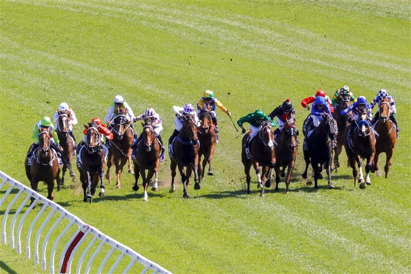 SYDNEY, AUSTRALIA - OCTOBER 15: Tyler Schiller (L) on Front Page wins race 5 The Kosciuszko during Everest Day at Royal Randwick Racecourse on October 15, 2022 in Sydney, Australia. (Photo by Jenny Evans/Getty Images)