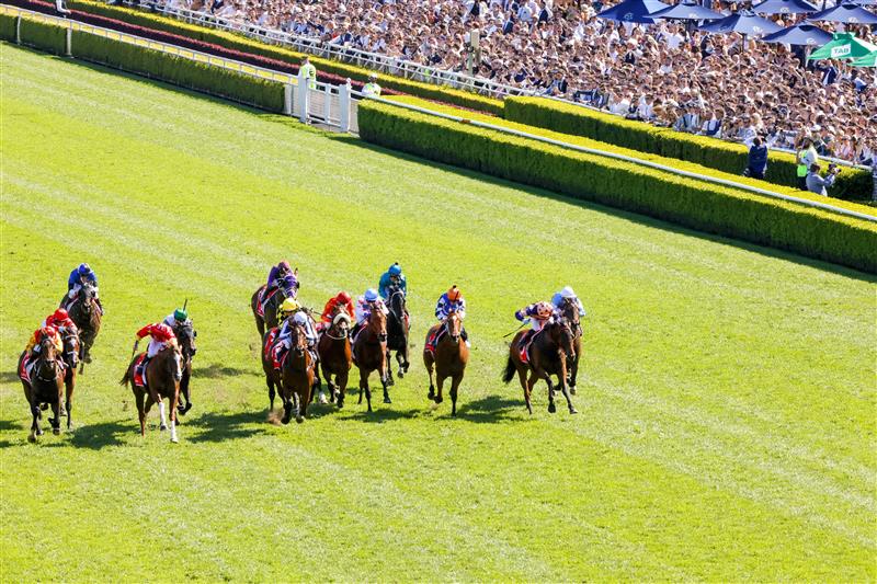 SYDNEY, AUSTRALIA - OCTOBER 15: Rachel King (14) on Rocketing By wins  race 6 the Fujitsu General Sydney Stakes during Everest Day at Royal Randwick Racecourse on October 15, 2022 in Sydney, Australia. (Photo by Jenny Evans/Getty Images)