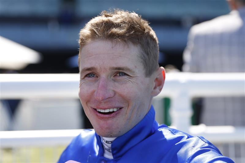 SYDNEY, AUSTRALIA - OCTOBER 15: James McDonald on Cascadian returns to scale after winning race 3 the New TAB App Craven Plate during Everest Day at Royal Randwick Racecourse on October 15, 2022 in Sydney, Australia. (Photo by Mark Evans/Getty Images)