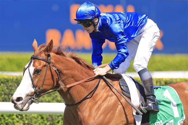 SYDNEY, AUSTRALIA - OCTOBER 15: James McDonald on Cascadian wins race 3 the New TAB App Craven Plate during Everest Day at Royal Randwick Racecourse on October 15, 2022 in Sydney, Australia. (Photo by Mark Evans/Getty Images)