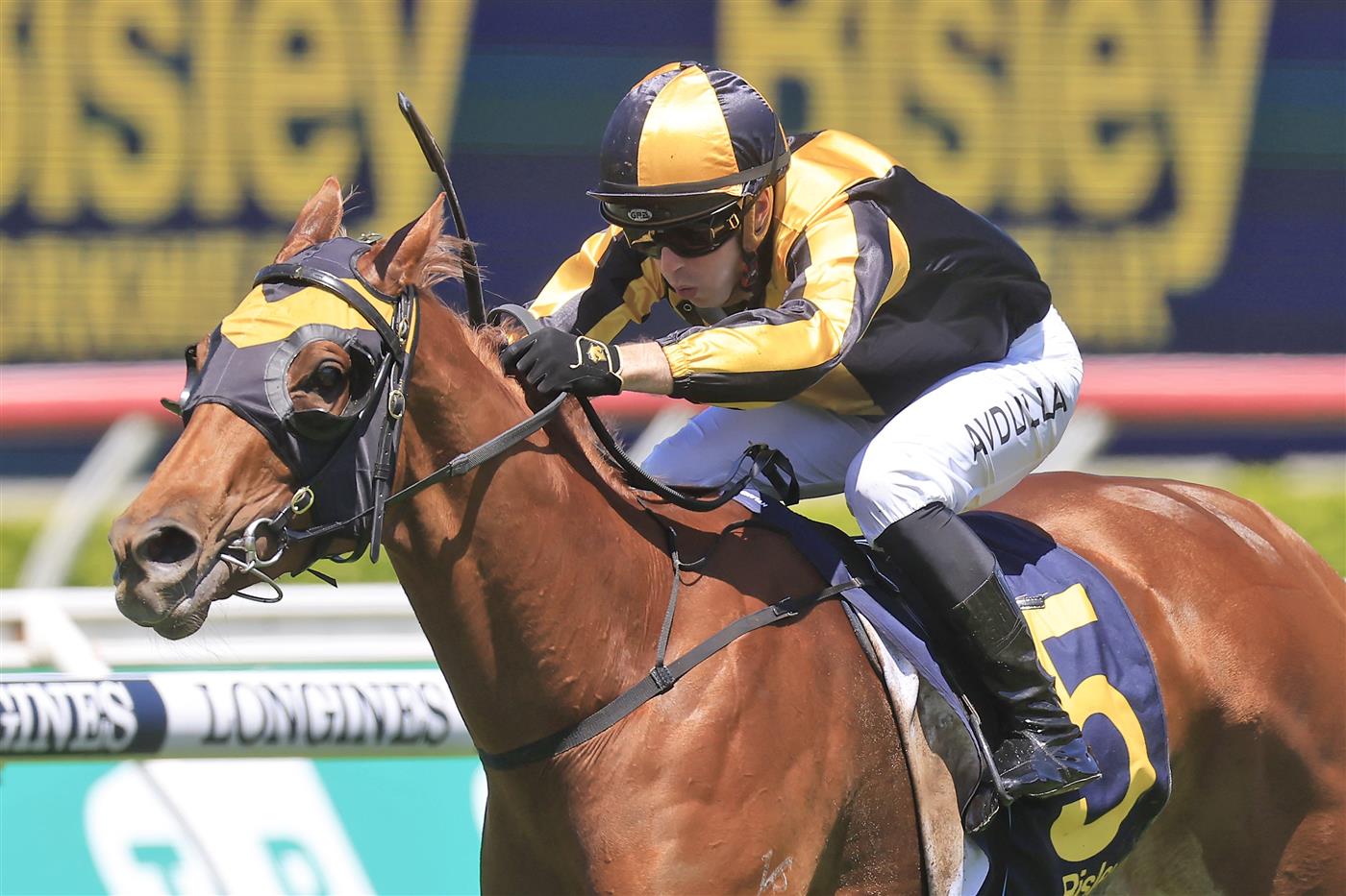 SYDNEY, AUSTRALIA - OCTOBER 15: Brenton Avdulla on A Lot More Love wins race 1 the Bisley Workwear Reginald Allen Quality during Everest Day at Royal Randwick Racecourse on October 15, 2022 in Sydney, Australia. (Photo by Mark Evans/Getty Images)