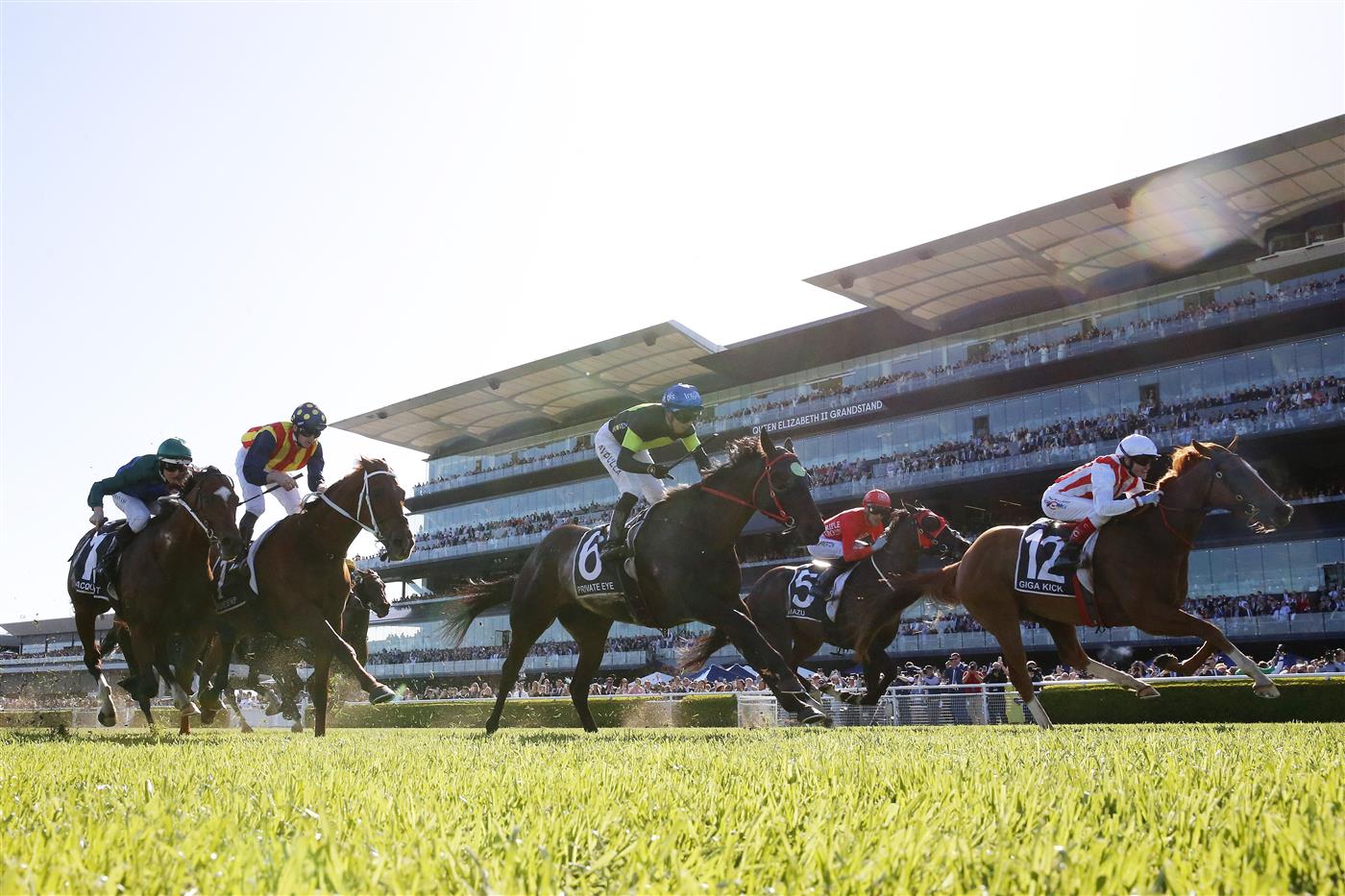 SYDNEY, AUSTRALIA - OCTOBER 15: Craig Williams on Giga Kick (R) wins race 7 the TAB Everest during Everest Day at Royal Randwick Racecourse on October 15, 2022 in Sydney, Australia. (Photo by Mark Evans/Getty Images)