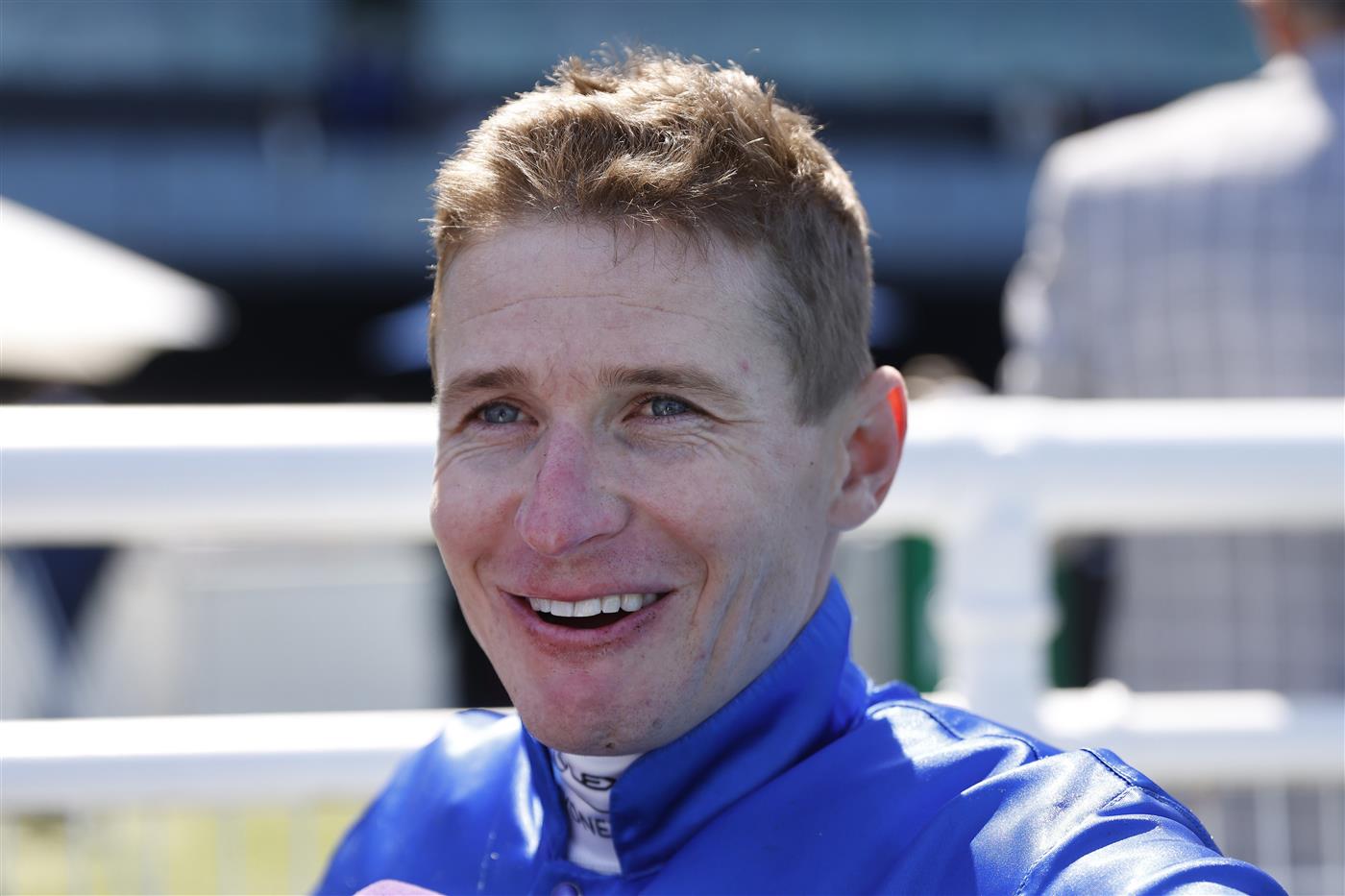 SYDNEY, AUSTRALIA - OCTOBER 15: James McDonald on Cascadian returns to scale after winning race 3 the New TAB App Craven Plate during Everest Day at Royal Randwick Racecourse on October 15, 2022 in Sydney, Australia. (Photo by Mark Evans/Getty Images)