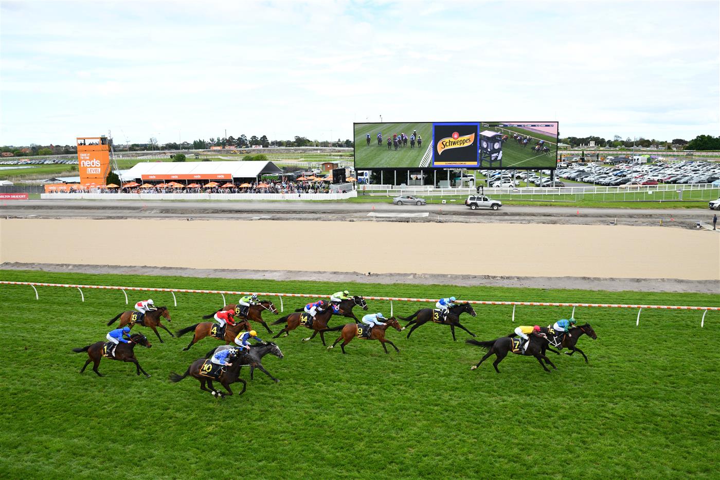 MELBOURNE, AUSTRALIA - OCTOBER 15: Josh Parr riding Renaissance Woman winning Race 4, the Schweppes Ethereal Stakes, during Caulfield Cup Day at Caulfield Racecourse on October 15, 2022 in Melbourne, Australia. (Photo by Vince Caligiuri/Getty Images)