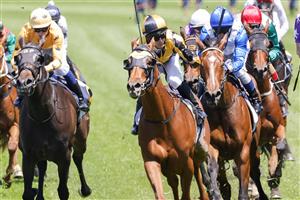 SYDNEY, AUSTRALIA - OCTOBER 15: Brenton Avdulla on A Lot More Love wins race 1 the Bisley Workwear Reginald Allen Quality during Everest Day at Royal Randwick Racecourse on October 15, 2022 in Sydney, Australia. (Photo by Jenny Evans/Getty Images)