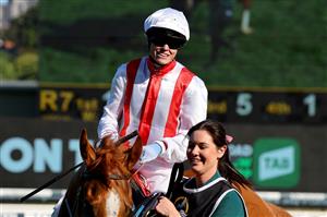 Jockey Craig Williams reacts after riding the wining horse Giga Kick during the Everest 2022 horse race at the Royal Randwick race course in Sydney on October 15, 2022. - XGTY-- IMAGE RESTRICTED TO EDITORIAL USE - STRICTLY NO COMMERCIAL USE -- (Photo by DAVID GRAY / AFP) / XGTY-- IMAGE RESTRICTED TO EDITORIAL USE - STRICTLY NO COMMERCIAL USE -- (Photo by DAVID GRAY/AFP via Getty Images)